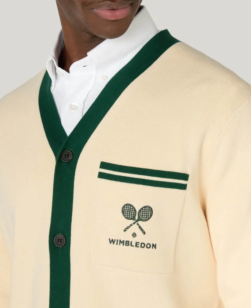 Wimbledon Knitwear | Sweatshirts & Hoodies-Contrast Piping Cardigan in Cream