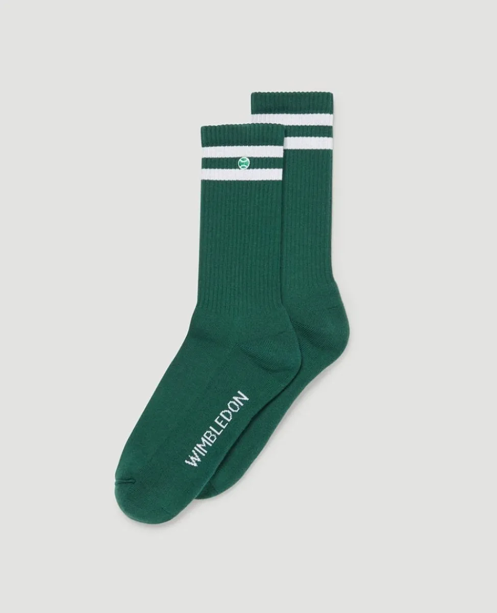 Wimbledon Accessories-Crew Socks - Green & White