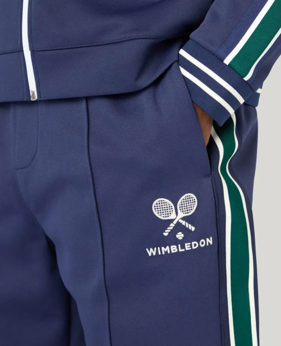 Wimbledon Trousers & Shorts-Interlock Stripe Track Pants in Navy