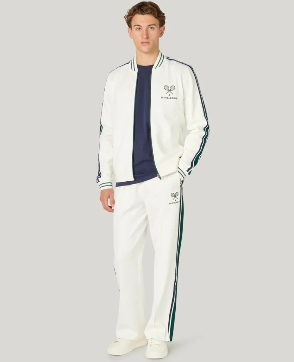 Wimbledon Trousers & Shorts-Interlock Stripe Track Pants in White