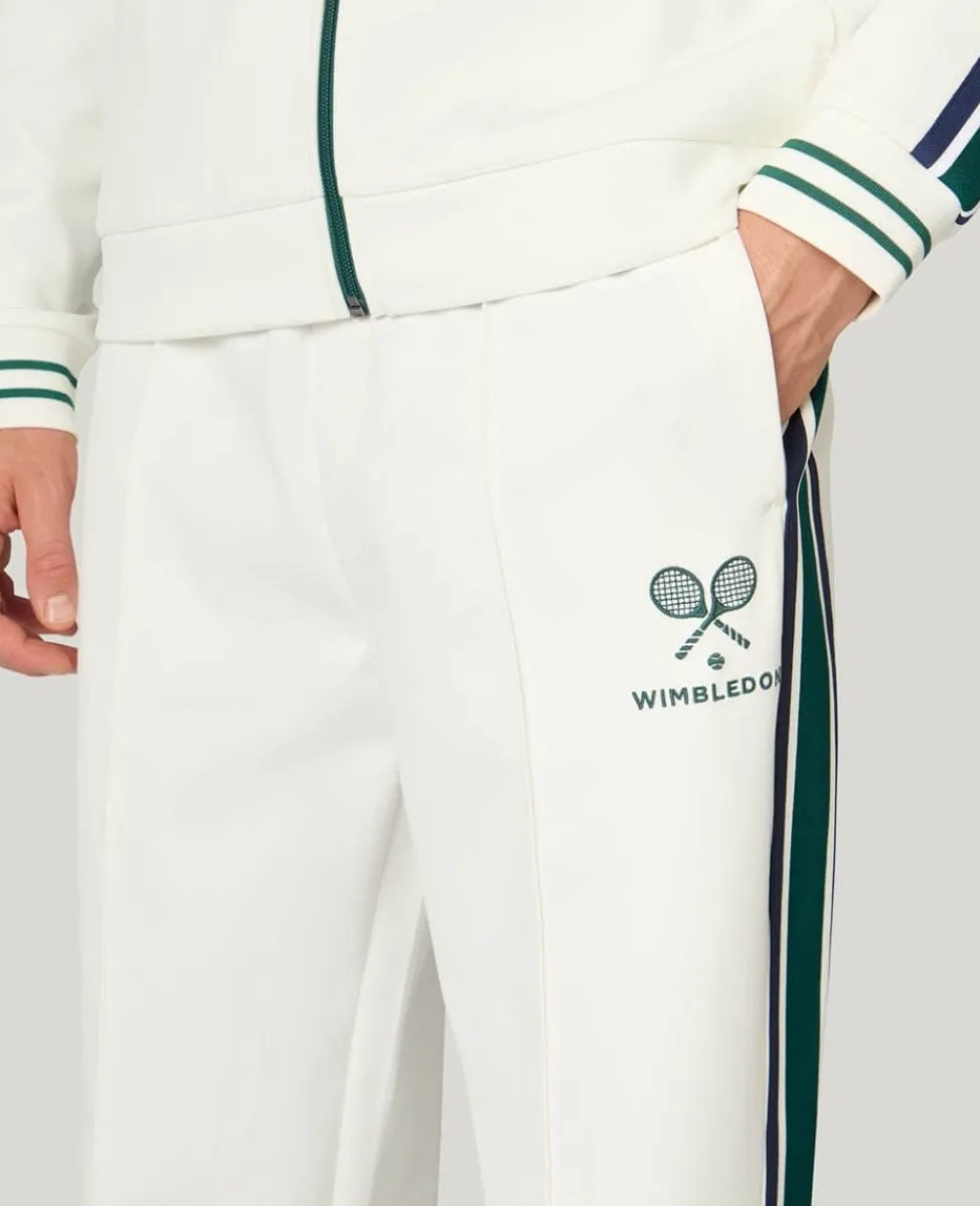 Wimbledon Trousers & Shorts-Interlock Stripe Track Pants in White