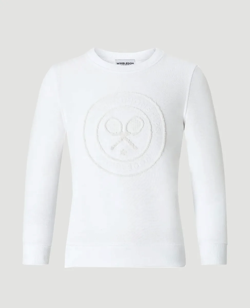 Wimbledon Sweatshirts & Hoodies-Kids Flocked Logo Sweatshirt - White