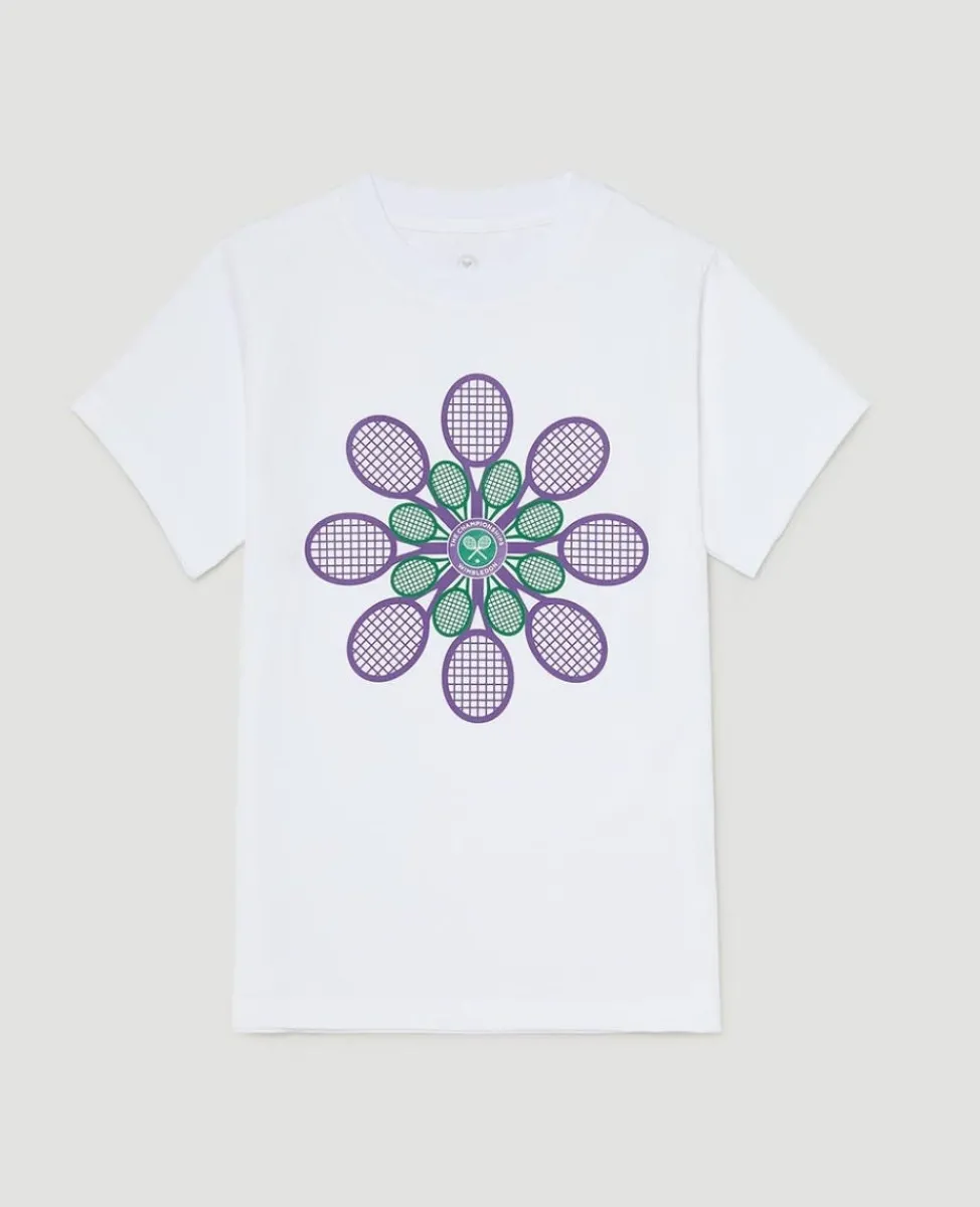 Wimbledon Tops & T-Shirts-Kids Flower Racket T-Shirt - White