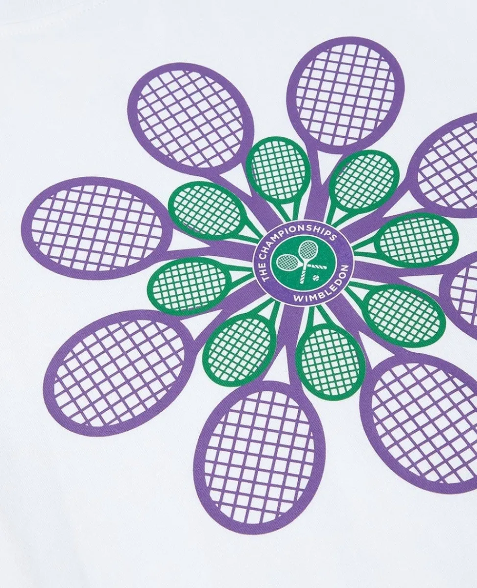 Wimbledon Tops & T-Shirts-Kids Flower Racket T-Shirt - White