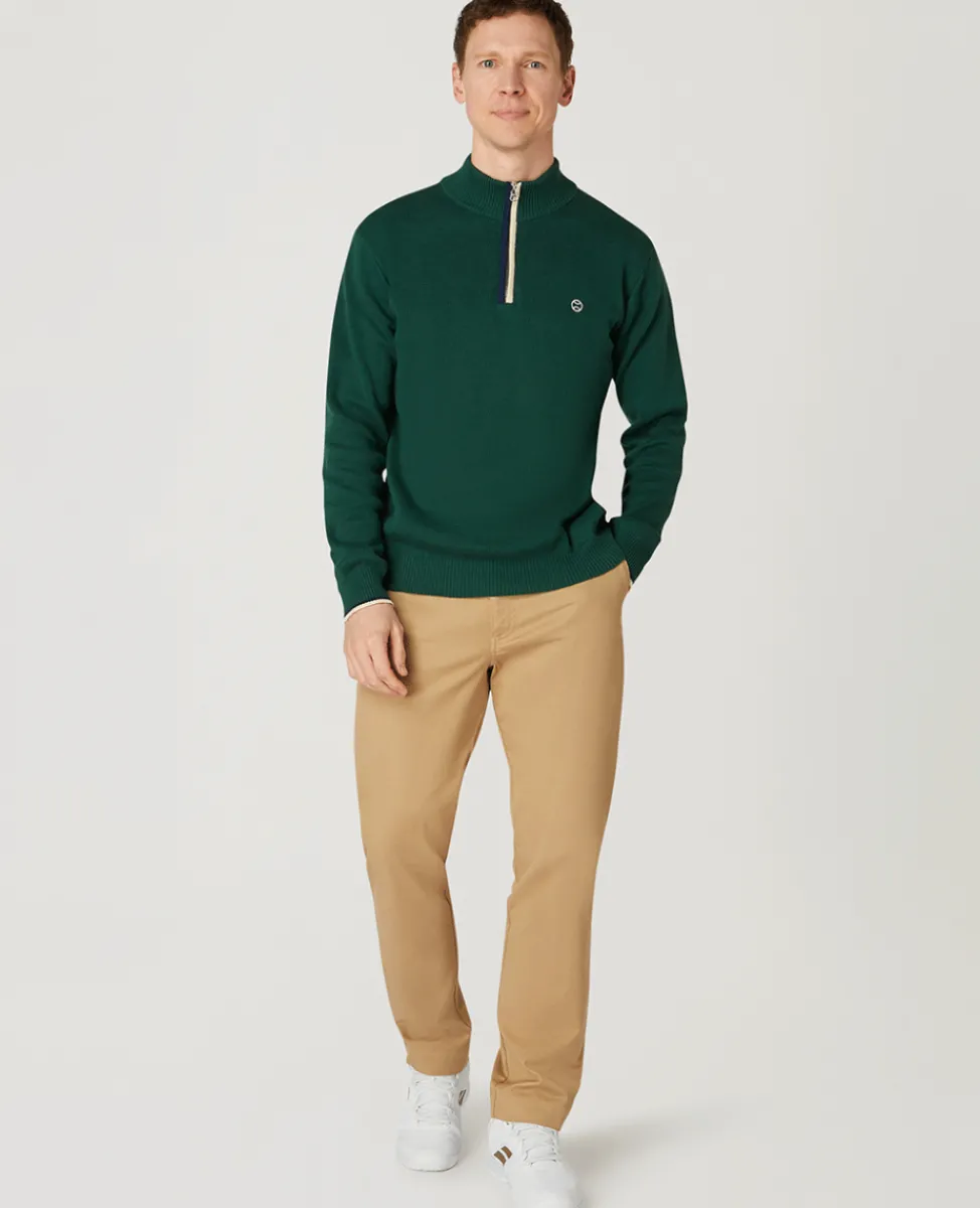 Wimbledon Knitwear-Mens 1/4 Zip Knit - Green
