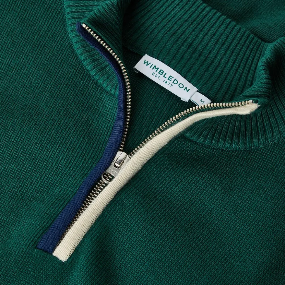 Wimbledon Knitwear-Mens 1/4 Zip Knit - Green