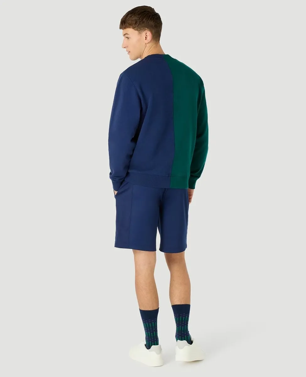Wimbledon Sweatshirts & Hoodies-Mens Colour Block Sweatshirt - Green & Navy