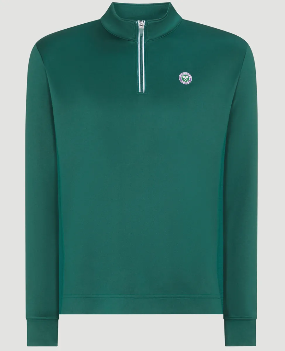Wimbledon Sweatshirts & Hoodies-Mens Core Performance 1/4 Zip Training Top - Green