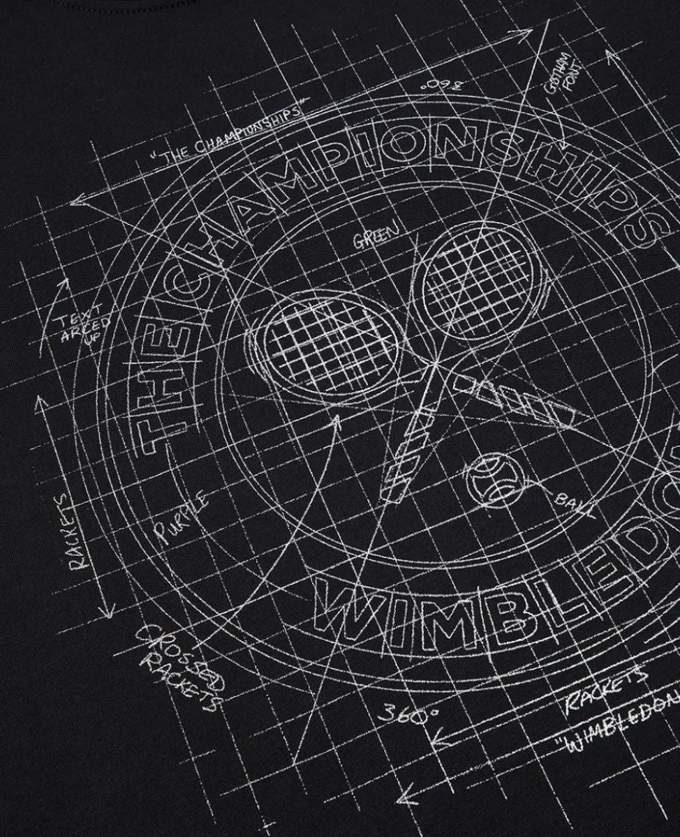 Wimbledon T-Shirts-Mens Sketch Logo T-Shirt - Black