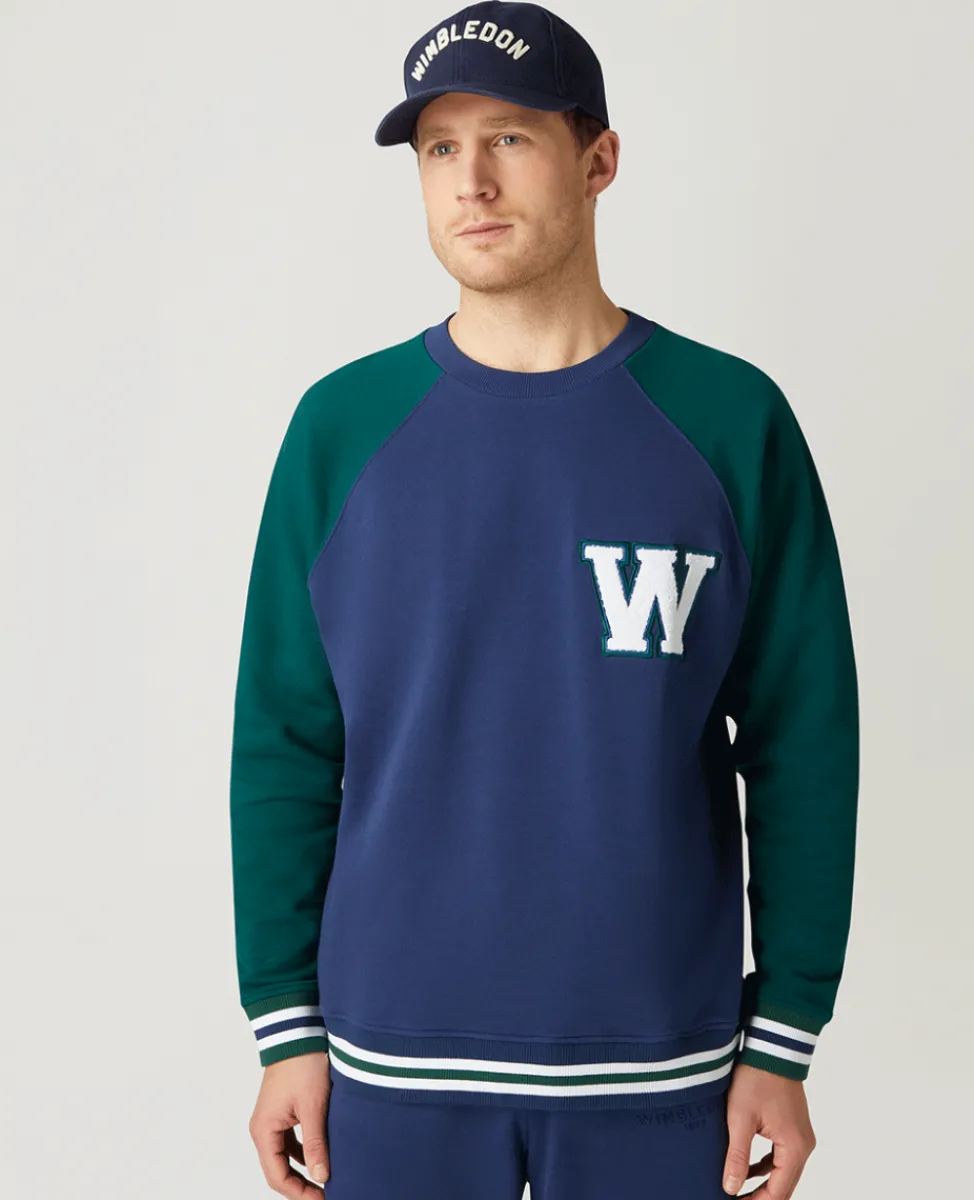 Wimbledon Sweatshirts & Hoodies-Mens Varsity Sweatshirt - Navy
