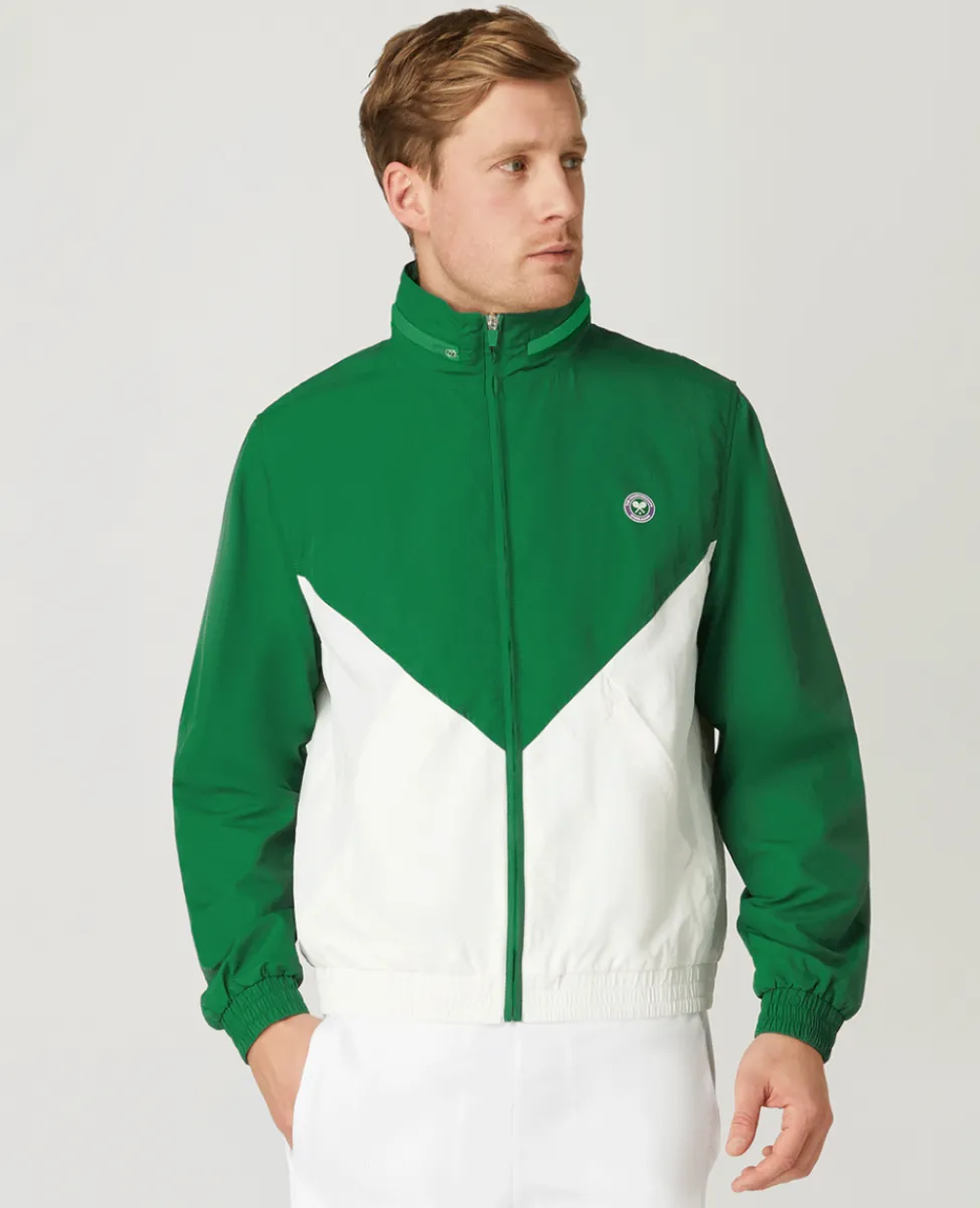 Wimbledon Jackets & Coats-Mens Windbreaker Jacket - Green & White