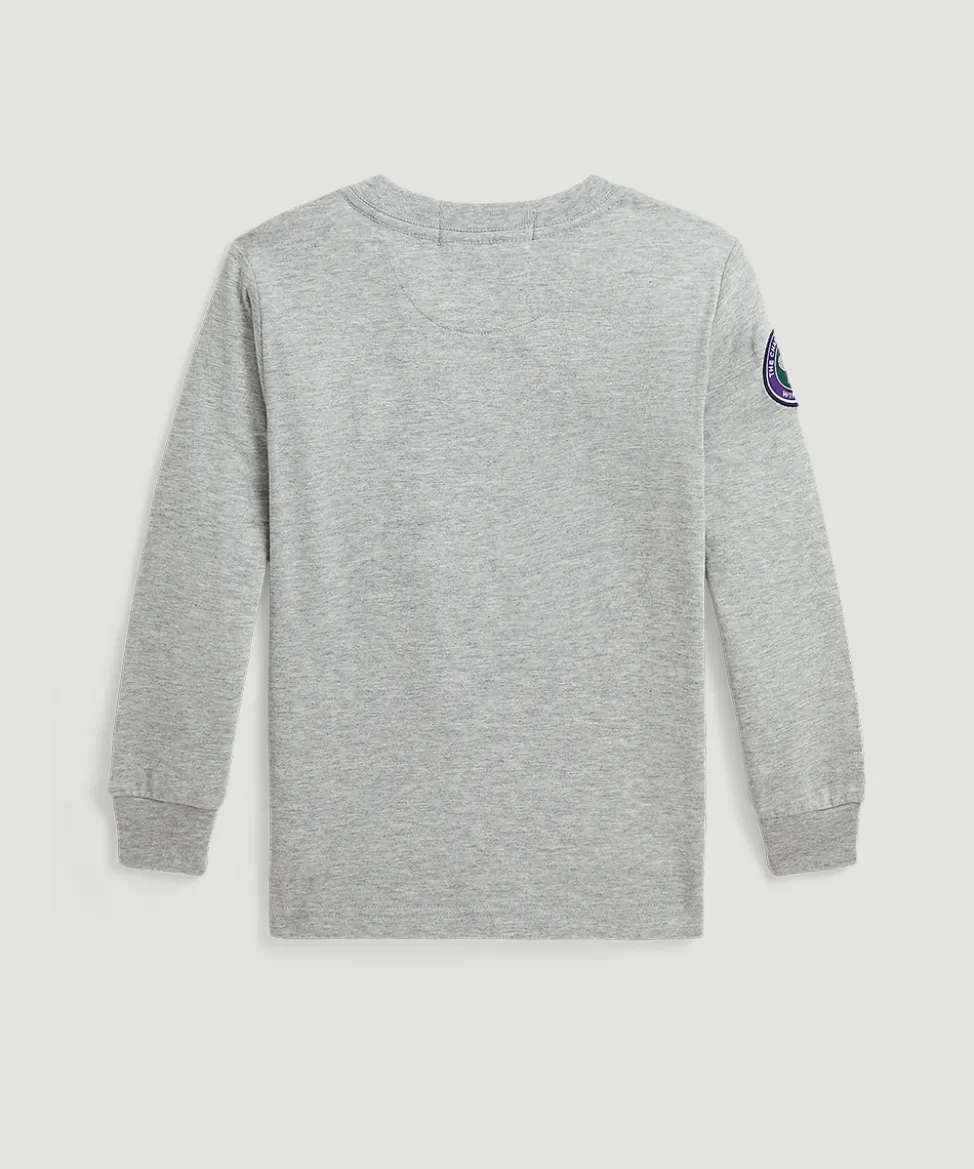 Wimbledon Tops & T-Shirts-Polo Ralph Lauren Kids Cotton Long-Sleeve Graphic T-Shirt - Grey