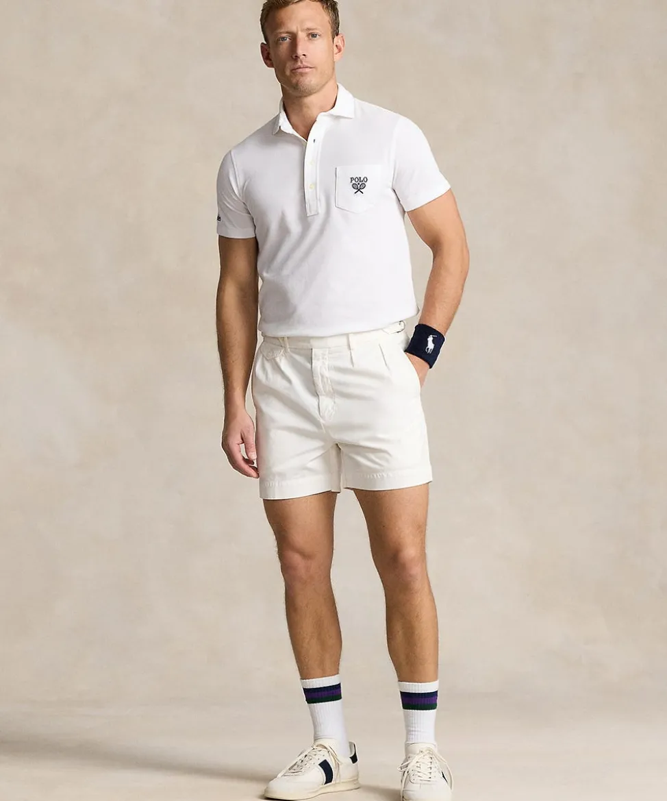 Wimbledon Polo Shirts-Polo Ralph Lauren Mens Custom Slim Fit Polo Shirt - White