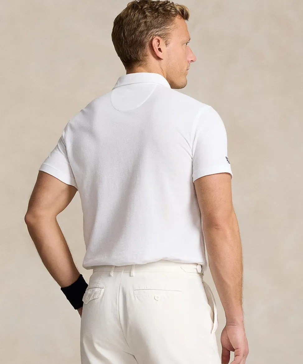 Wimbledon Polo Shirts-Polo Ralph Lauren Mens Custom Slim Fit Polo Shirt - White