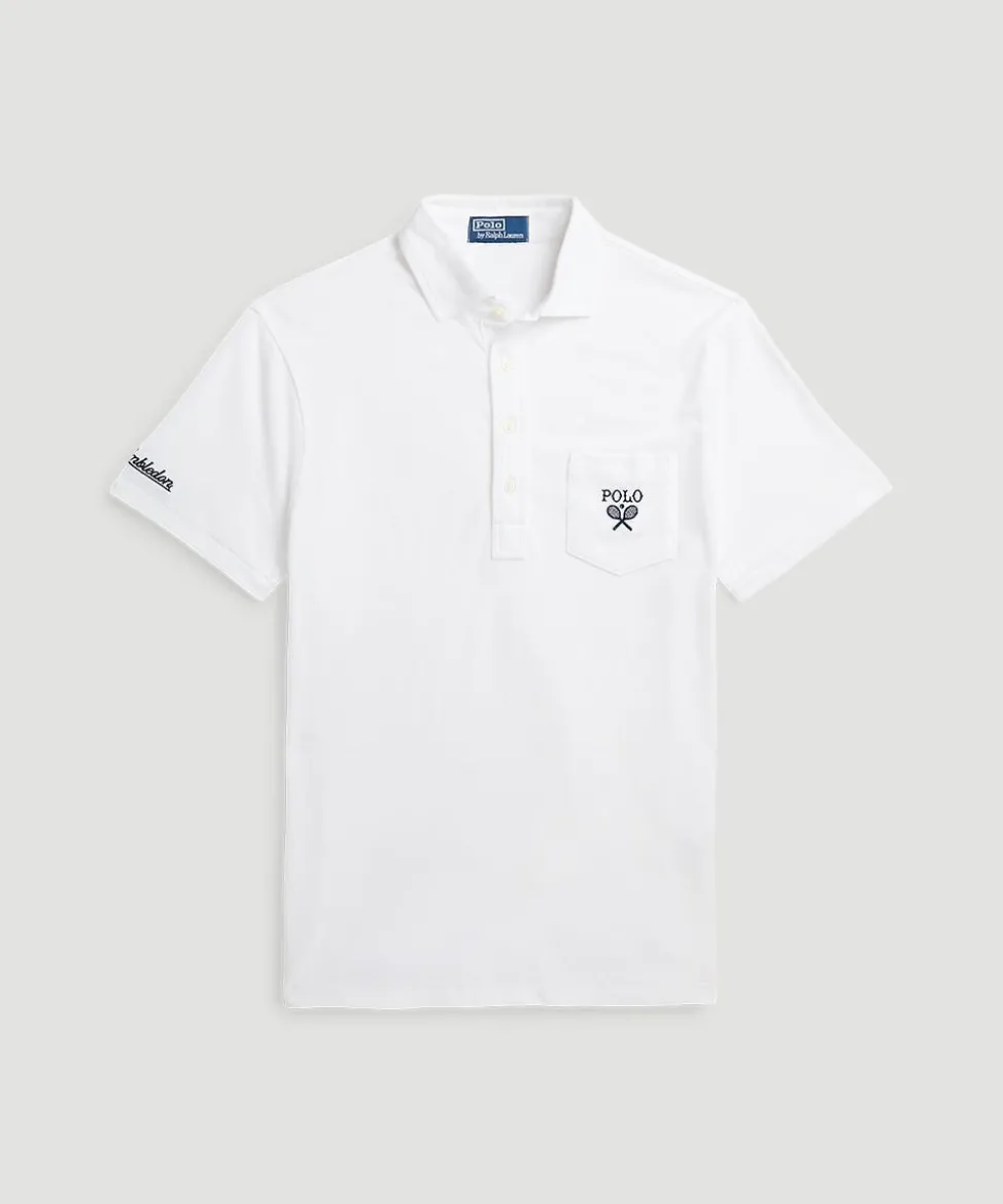 Wimbledon Polo Shirts-Polo Ralph Lauren Mens Custom Slim Fit Polo Shirt - White