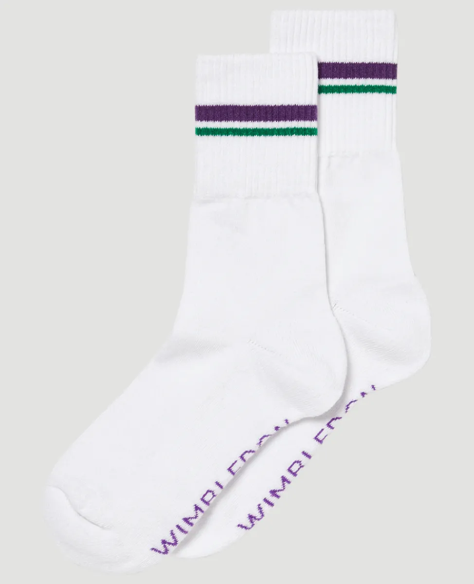 Wimbledon Accessories-Socks Crew Cuff Stripe