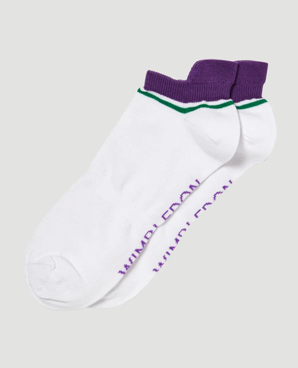 Wimbledon Accessories-Socks Trainer - White & Purple