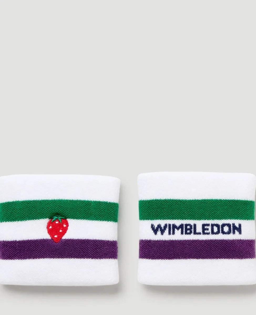 Wimbledon Court Accessories | Accessories-Strawberry Icon Sweatband Twin Pack in White