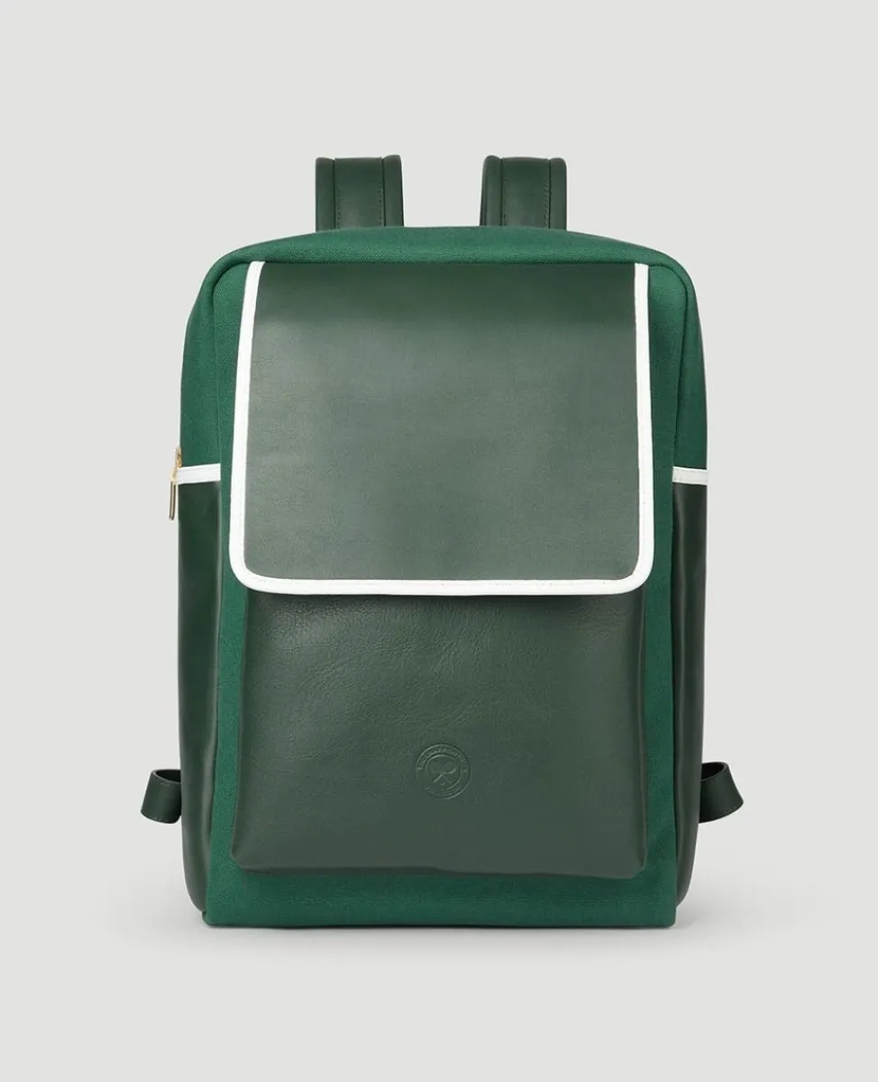 Wimbledon Backpack-Leather & Canvas Backpack - Botanical