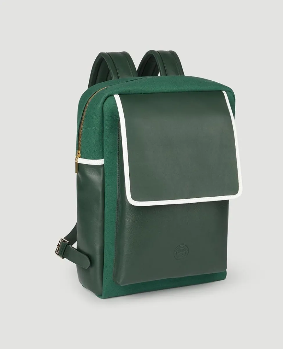 Wimbledon Backpack-Leather & Canvas Backpack - Botanical