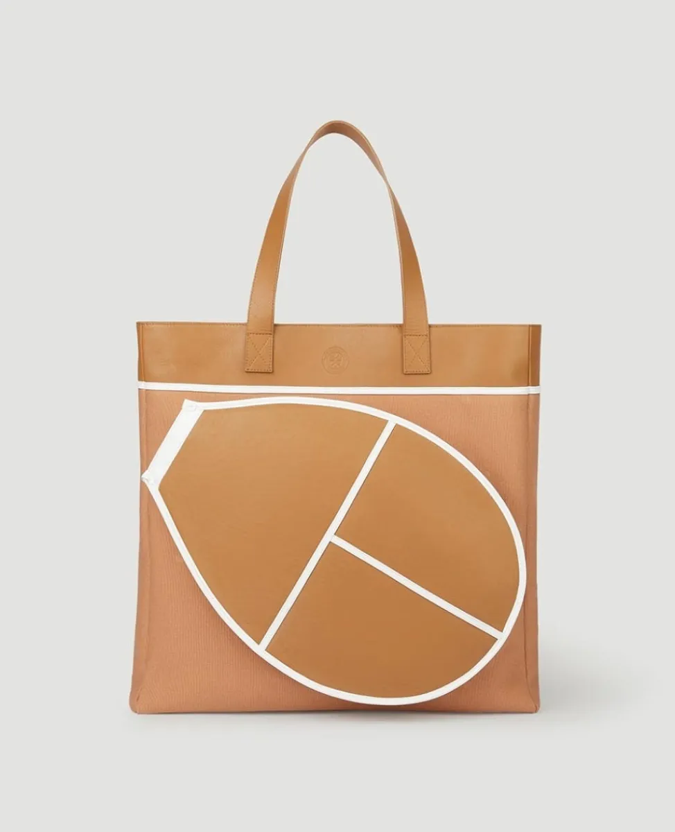 Wimbledon Tote | Bags-Leather & Canvas Racket Tote Bag - Tan
