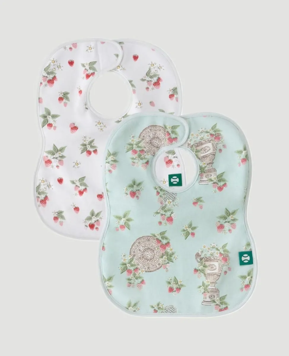 Wimbledon Bibs-Trophies & Strawberries Cotton Bibs Pack of 2