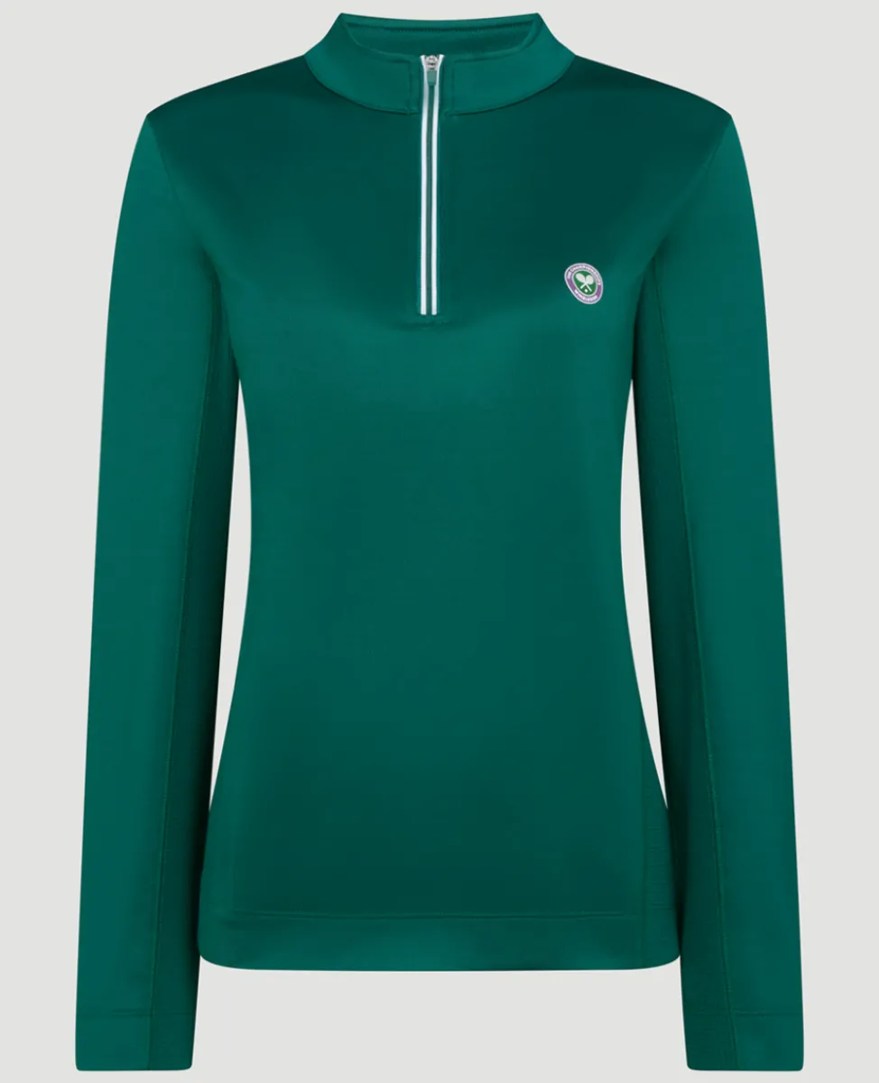 Wimbledon Sweatshirts & Hoodies-Women's Core Performance 1/4 Zip Training Top - Green