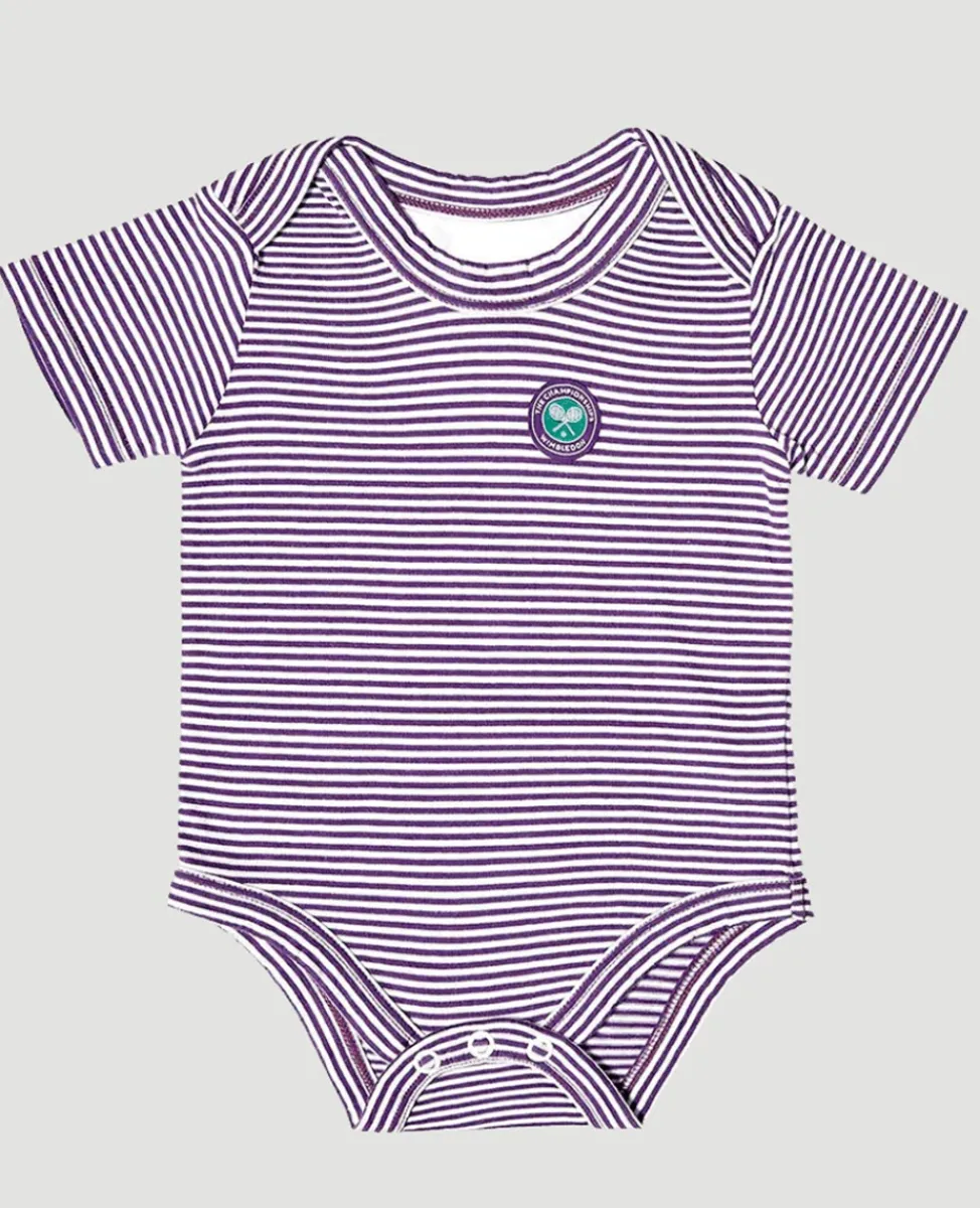 Wimbledon Baby Grows-Yarn Dyed Stripe Babygrow - Purple
