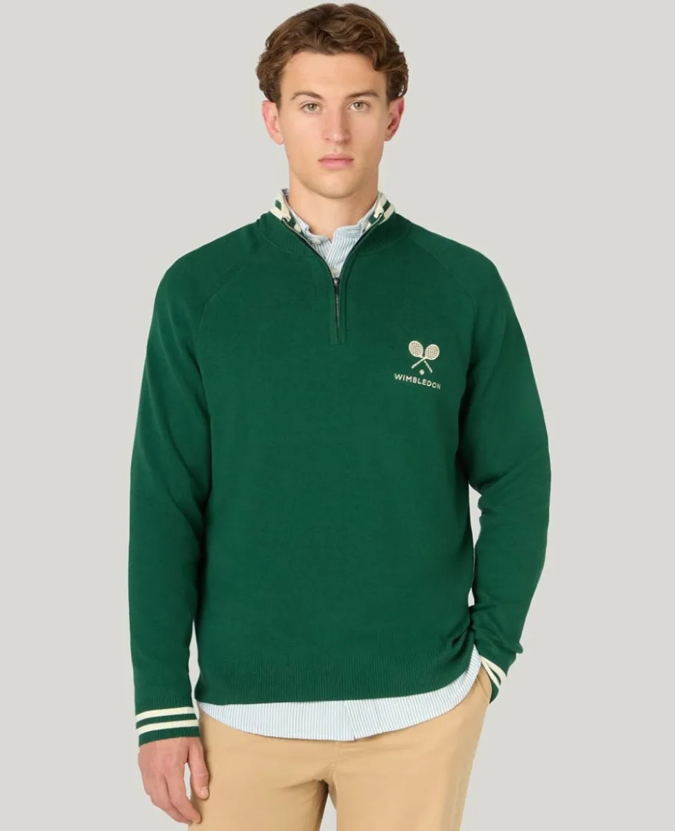 Wimbledon Knitwear | Sweatshirts & Hoodies-1/4 Zip Knit in Green