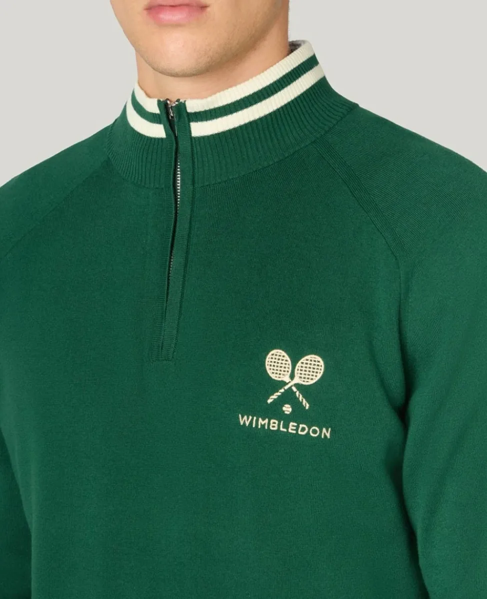 Wimbledon Knitwear | Sweatshirts & Hoodies-1/4 Zip Knit in Green