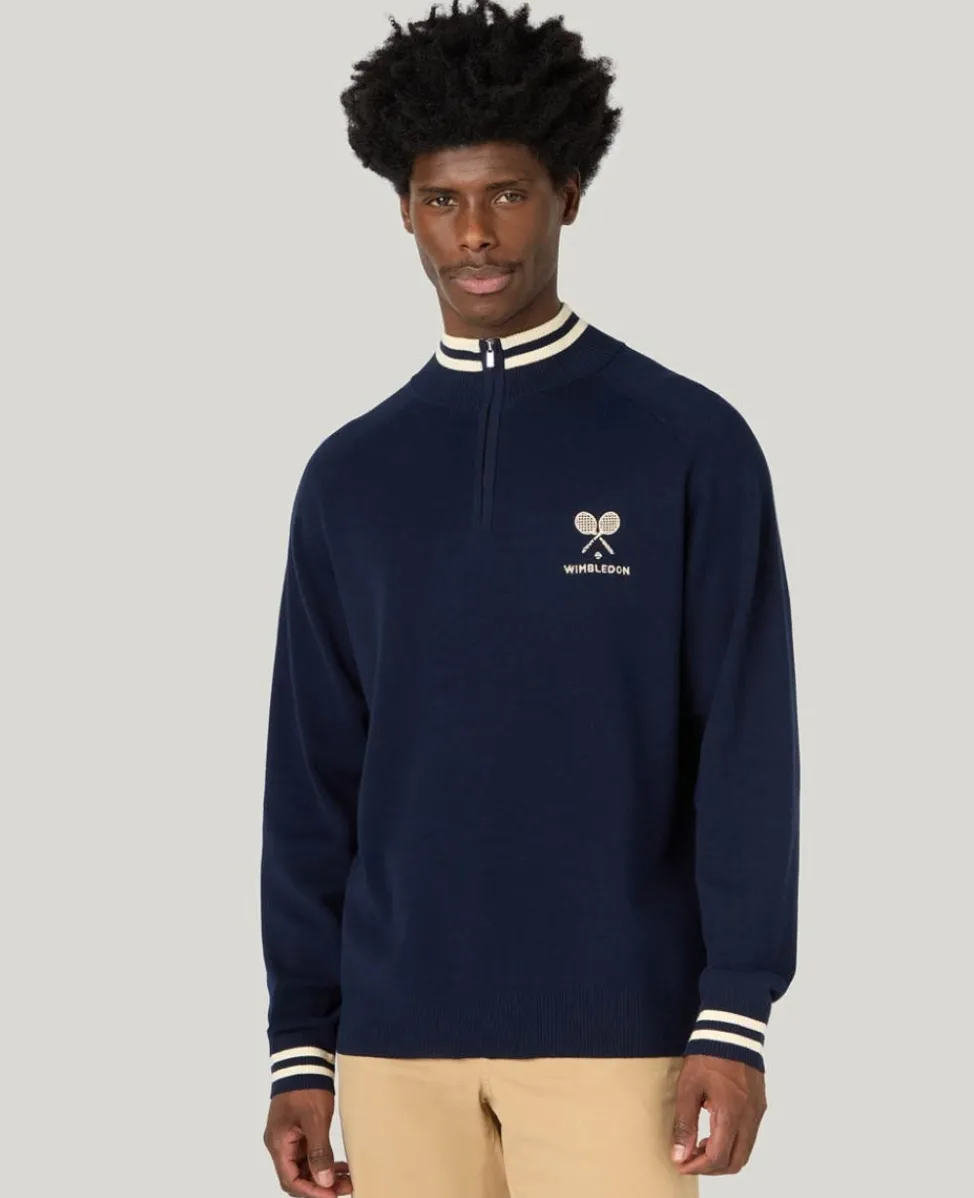 Wimbledon Knitwear | Sweatshirts & Hoodies-1/4 Zip Knit in Navy