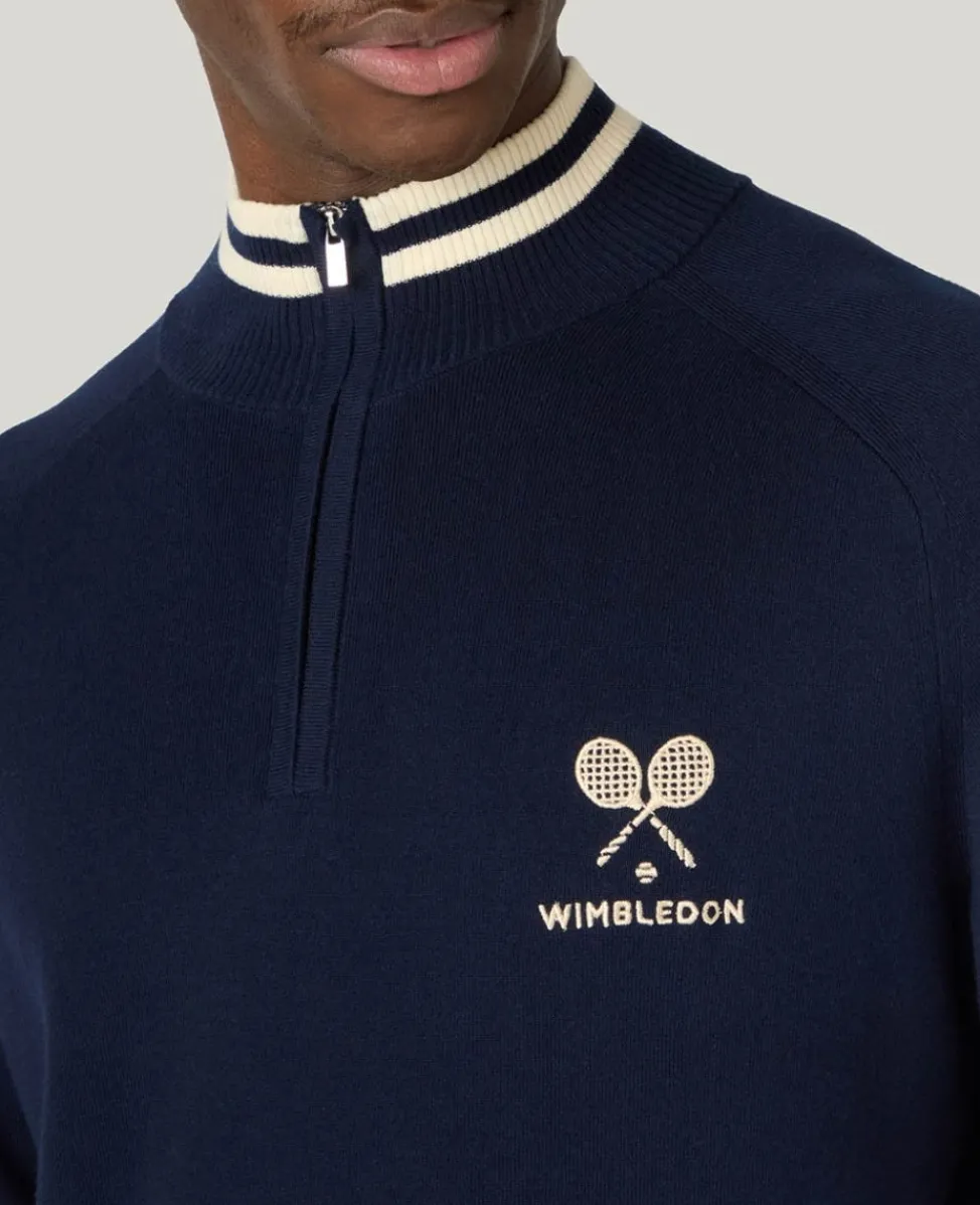 Wimbledon Knitwear | Sweatshirts & Hoodies-1/4 Zip Knit in Navy